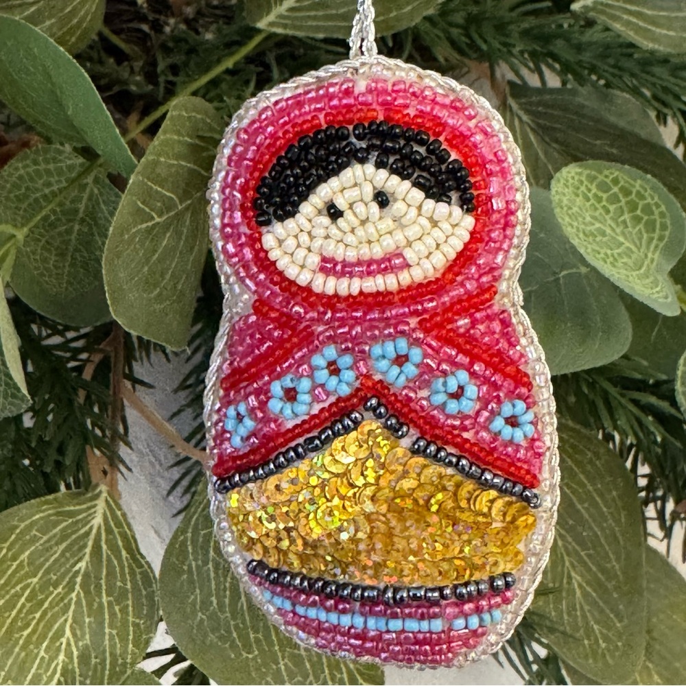 Very Rare Beaded Matryoshka, Babushka Doll Ornament (purchased in Slovakia) 🪆
